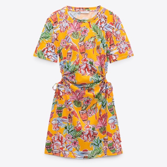 Zara Dresses & Skirts - Zara Tropical Print Cutout Dress